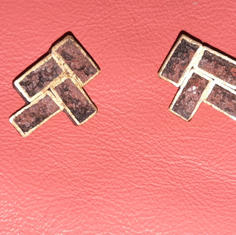 Handcrafted Gold gilt and Silver Stone Encased Earrings